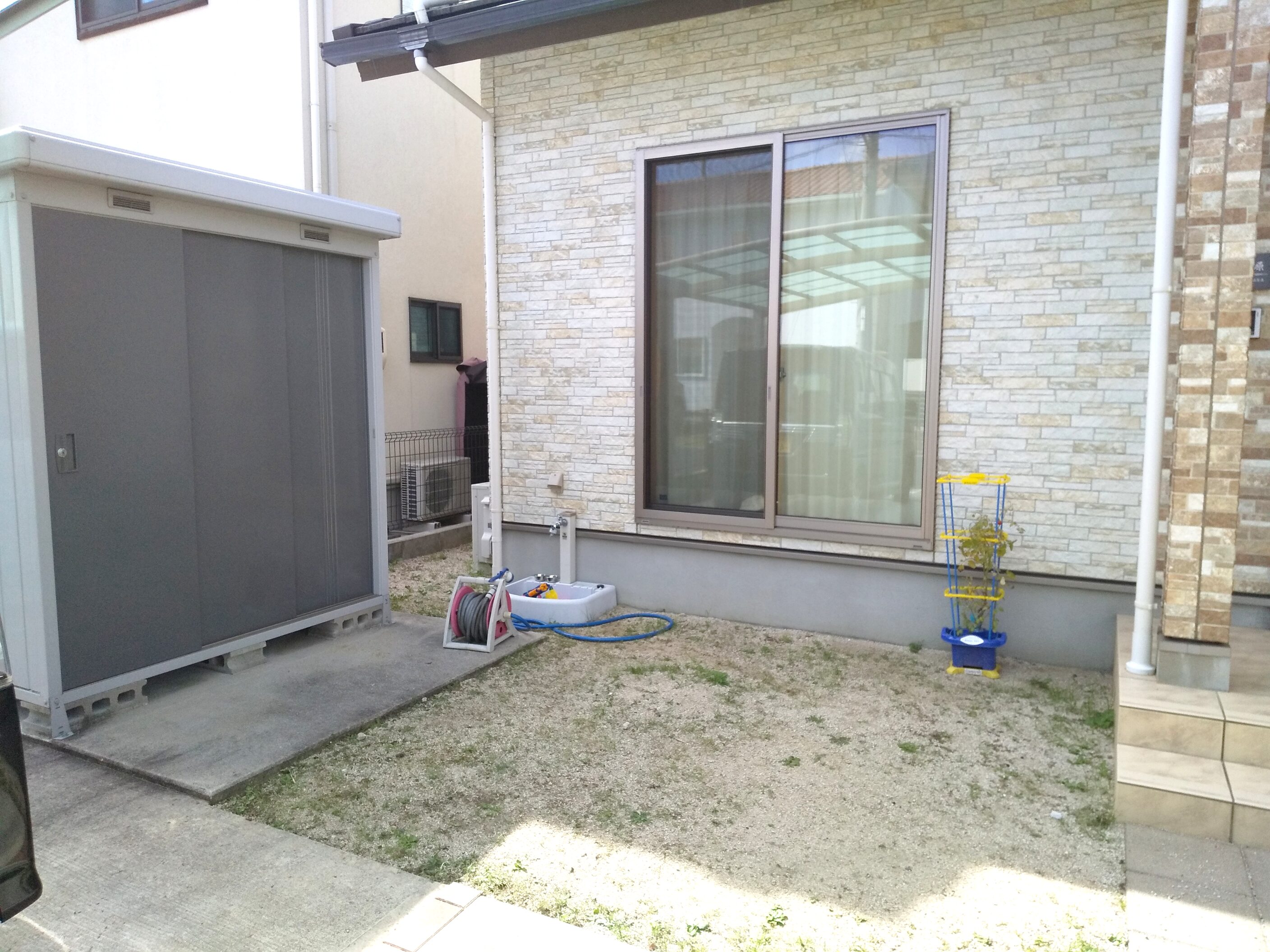 出雲市 外構リフォーム 自転車置き場施工前の庭スペース